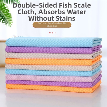 Žuvies žvynų rašto mikropluošto indų skudurėlis, sugeria, dvigubos naudojimas sausam ir šlapiam valymui, riebalų šalinimui ant stiklo paviršių.