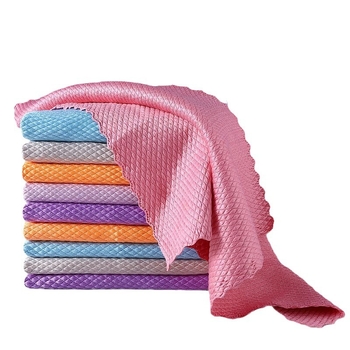 Žuvies žvynų rašto mikropluošto indų skudurėlis, sugeria, dvigubos naudojimas sausam ir šlapiam valymui, riebalų šalinimui ant stiklo paviršių.