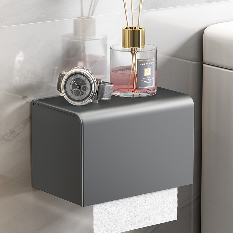 Sienas stiprināms tualetes papīra kastītes stiprinājums, ūdensnecaurlaidīgs, bez caurumiem, no alumīnija ar oksidācijas pārklājumu