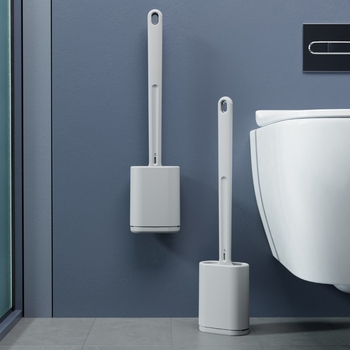 Nerūdijančio plieno tualeto šepetėlių rinkinys su baze ir sieniniu tvirtinimu, pasiekia kiekvieną kampą, svoris 315,5 g