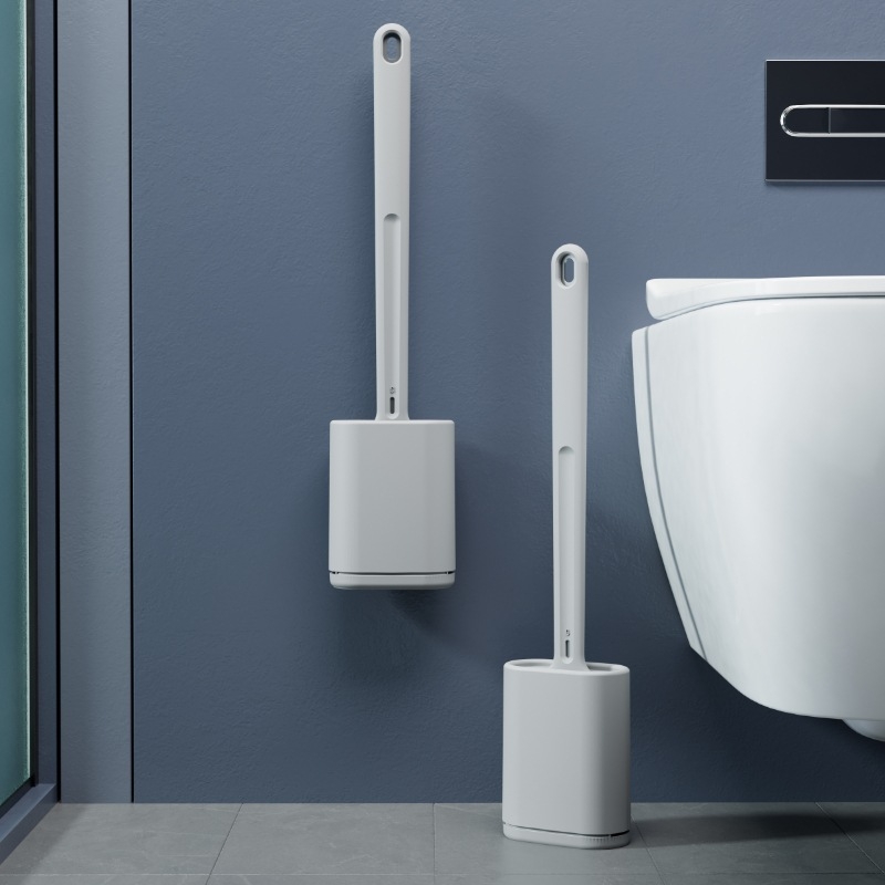 Nerūdijančio plieno tualeto šepetėlių rinkinys su baze ir sieniniu tvirtinimu, pasiekia kiekvieną kampą, svoris 315,5 g