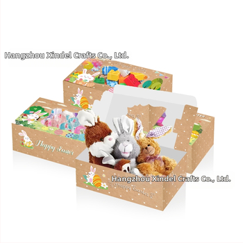HZ042 Uskrsnja kutija za slatkiše s prozorom – zeko i pilić, poklon pakiranje, 250 g karton, Xin Delie