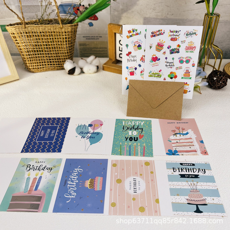 Set de felicitări cu plic, carton, imprimare, DIY set pentru zile de naștere și alte ocazii — stil simplu și modern