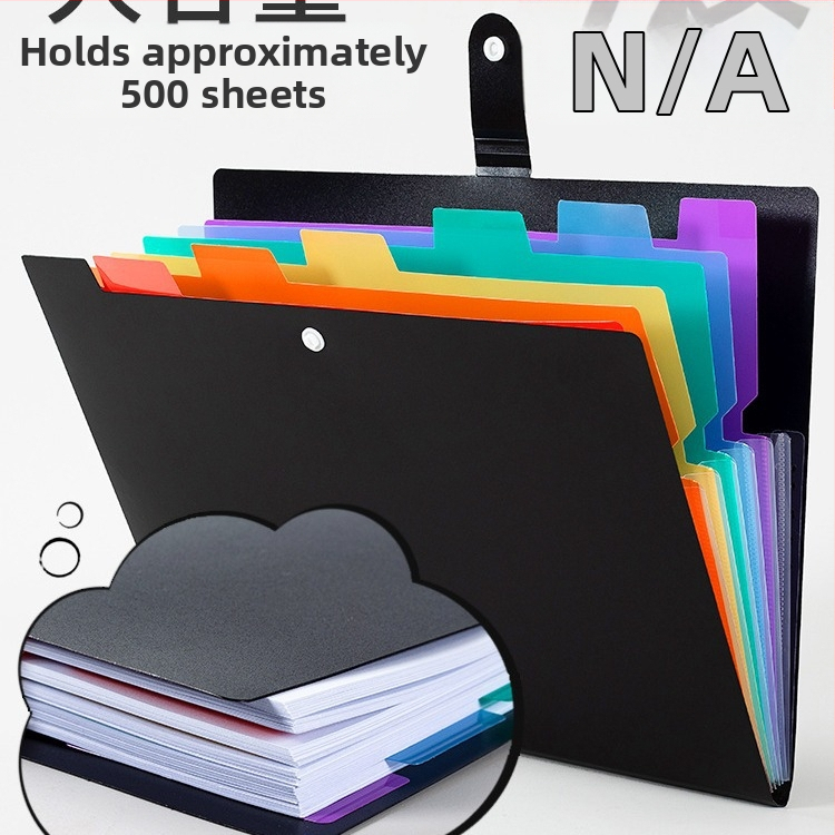 Huijin TB-106 Пластмасова папка за документи с 7 джоба и скрита закопчалка, персонализирана обработка