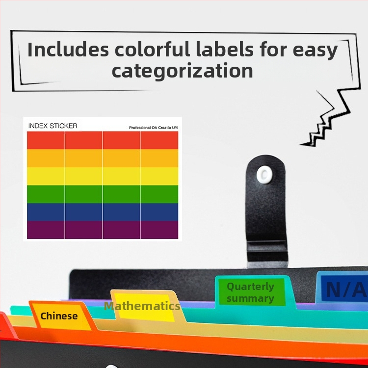 Huijin TB-106 Пластмасова папка за документи с 7 джоба и скрита закопчалка, персонализирана обработка