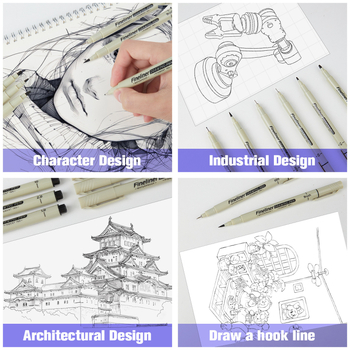 Art Gouline adatos galvutės piešimo rašiklis linijų braižymui – modelis S365-12, plastikinis korpusas, pakuotė 12