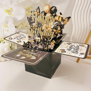 Felicitare de sărbători cu cutie 3D și desen scris de mână, carton, imprimare în patru culori