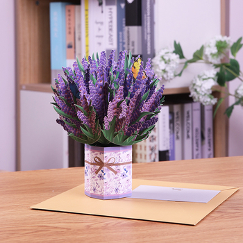 Carte de felicitare 3D cu lavandă | realizată manual | Ziua Mamei | stil: ilustrație pictată manual | categorie: felicitări