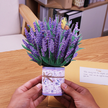 3D ευχετήρια κάρτα με λεβάντα | χειροποίητη κατασκευή | Ημέρα της μητέρας | στυλ: εικονογραφημένη ζωγραφιά | κατηγορία: ευχετήριες κάρτες