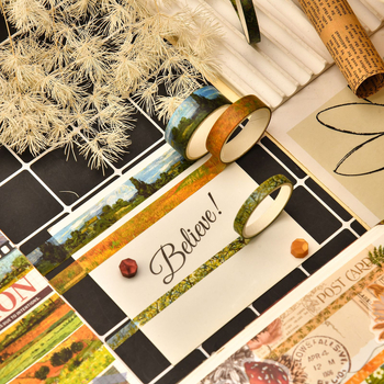 Washi лента Ван Гог Импресия серия, лента за дневник с текстилна основа, Matsushima, 8‑бр. DIY канцелария колекция, за общо ползване, възможност за персонализация