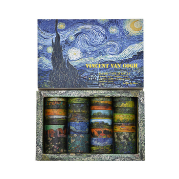 Washi лента Ван Гог Импресия серия, лента за дневник с текстилна основа, Matsushima, 8‑бр. DIY канцелария колекция, за общо ползване, възможност за персонализация