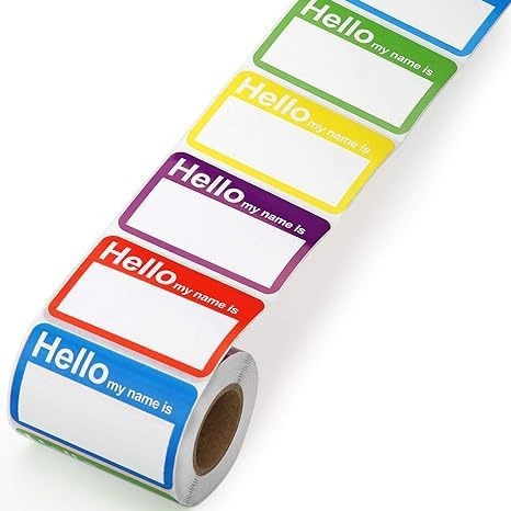 Naljepnice za imena – pravokutne PVC samoljepljive naljepnice za konferencije i nastavu, s natpisom Hello my name is, debljina 0,12 mm, rotacijsko tiskanje, Zhentuo