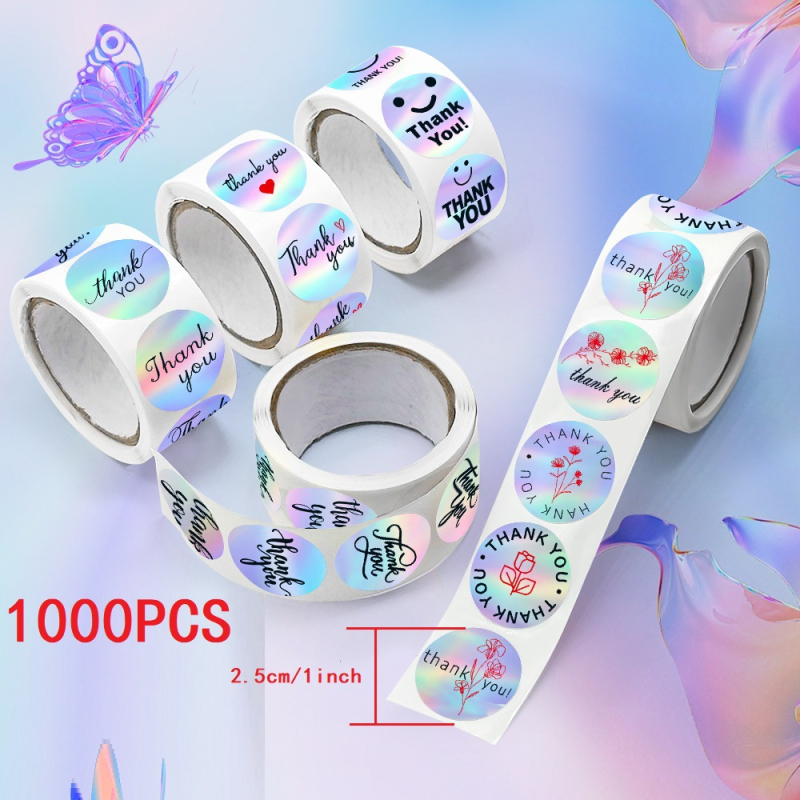 Etichetă autoadezivă cu laser, efect curcubeu, pachet 1000 buc. (Material: adeziv laser; Specificații: 1000 buc.; Personalizare: Nu)