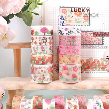 Washi лента DIY комплект със стикери за дневник – пролетен флорален дизайн с малки цветя (Основен материал: And paper; Дебелина: 0.1 mm; Бранд: Yida; Обхват: Универсален; Тегло: 76 g)