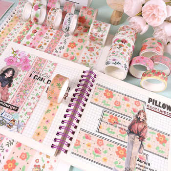 Washi лента DIY комплект със стикери за дневник – пролетен флорален дизайн с малки цветя (Основен материал: And paper; Дебелина: 0.1 mm; Бранд: Yida; Обхват: Универсален; Тегло: 76 g)