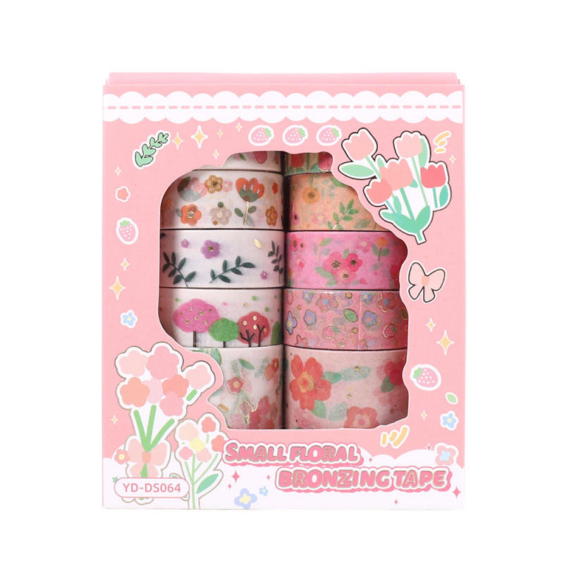 Washi лента DIY комплект със стикери за дневник – пролетен флорален дизайн с малки цветя (Основен материал: And paper; Дебелина: 0.1 mm; Бранд: Yida; Обхват: Универсален; Тегло: 76 g)