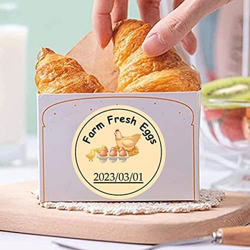 Etichetă pentru ouă, rotundă, autoadezivă pe hârtie acoperită, pentru sigilarea ambalajelor – procesare personalizată