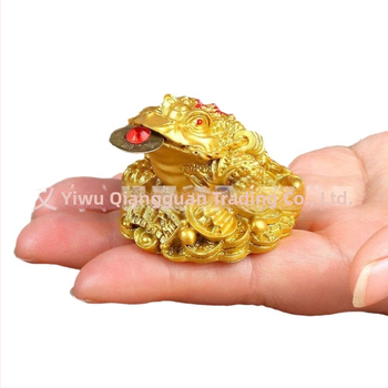 Трикрак жаба талисман за късмет, статуя от смола, модерен минималистичен стил, с монети