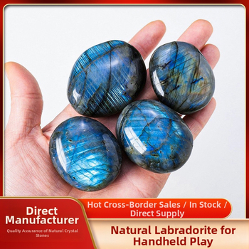 Labradorīta kristāla akmens paraugs – zīmols Runyangshi, Kristāla akmens, mūsdienīgs minimalistisks mājas dekors, PP maisiņa iepakojums