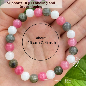 Βραχιόλι από φυσική πέτρα, unisex, χάντρες σε σχήμα αστεριού, χειροποίητο, 21 τεμάχια