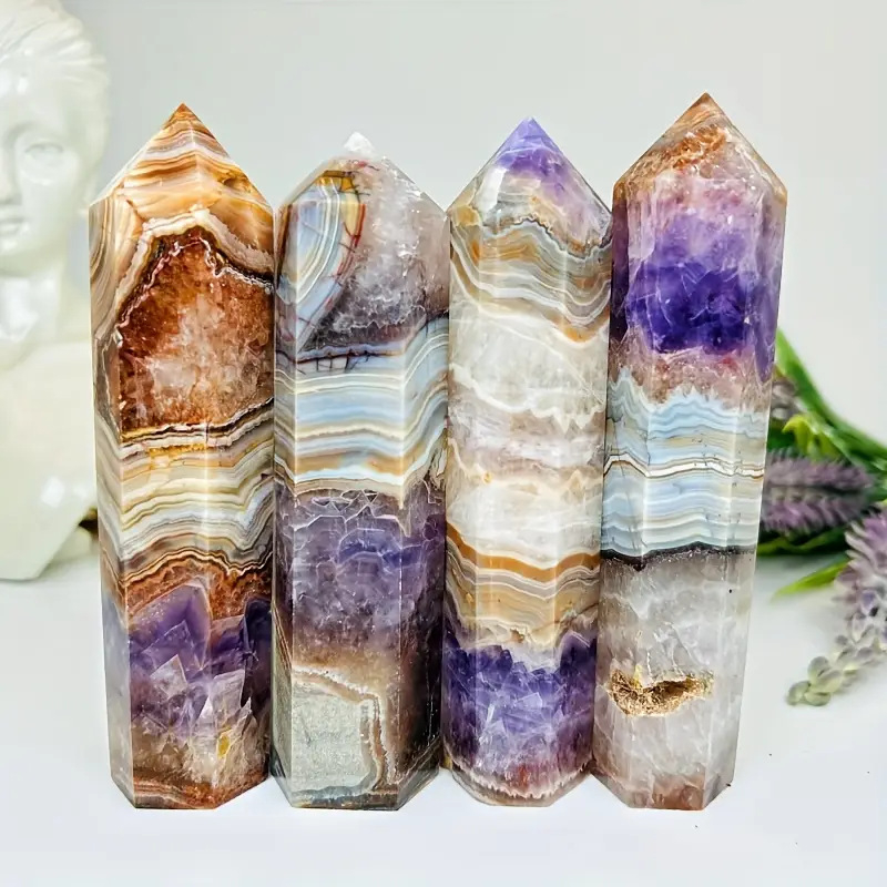 Ametista kristāls – sešstūrainā kolonna, ģeometriska forma, mūsdienīgs minimālisma stils, iepakots PP maisiņā