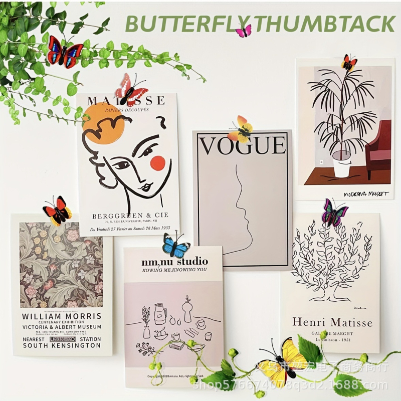 Пеперуден пирон за коркови дъски, пластмасов, I-образни пирони, опаковани в кутия