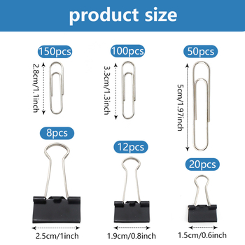 Da You μινιμαλιστικό σετ κλιπ γραφείου – κλιπ για έγγραφα, κλιπ με μακριά ουρά, κλιπ εισιτηρίων και μεταλλικά κλιπ χαρτιού – 90 τεμάχια, 273 g