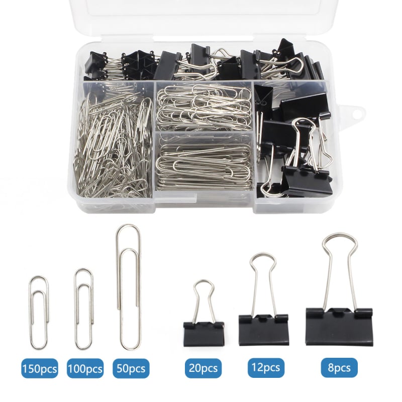 Da You set minimalist de clipuri de birou – include clipuri pentru documente, clipuri cu coadă lungă, clipuri pentru bilete și clipuri de hârtie; 90 bucăți, greutate brută 273 g