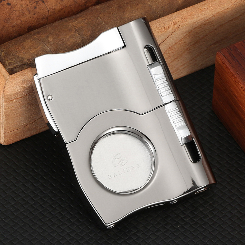 GALINER EC-33: Ανοξείδωτο ατσάλι, διπλής χρήσης ψαλίδι για πούρα με ανοίγμα οπής, φορητό μαχαίρι για πούρα