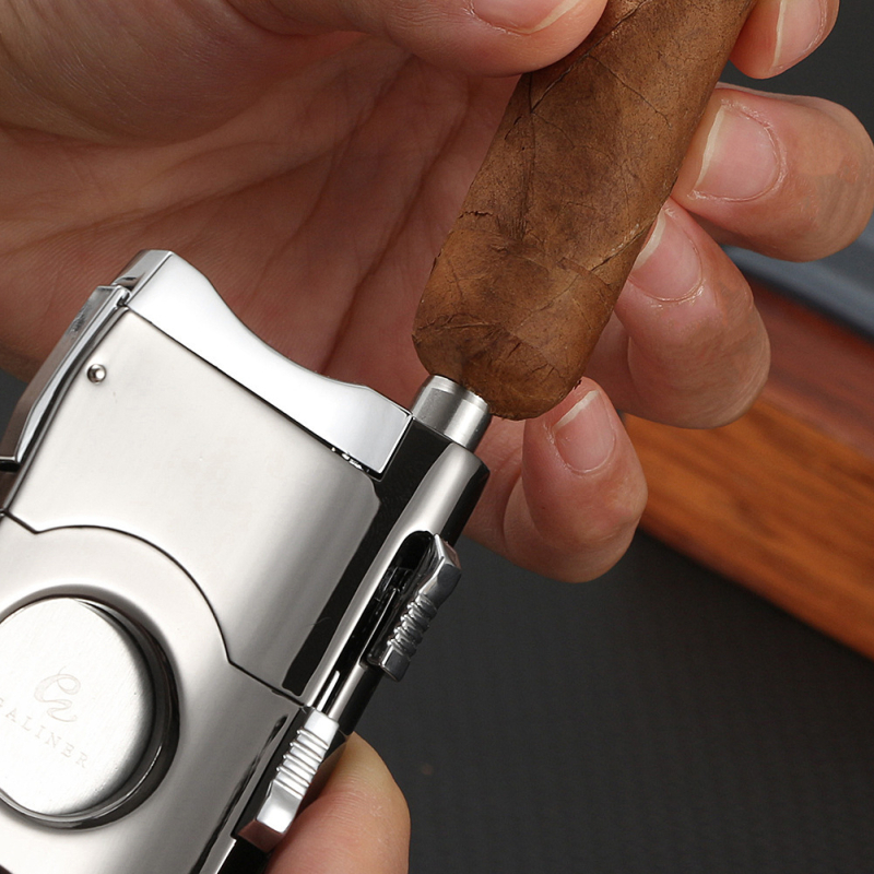 GALINER EC-33: Ανοξείδωτο ατσάλι, διπλής χρήσης ψαλίδι για πούρα με ανοίγμα οπής, φορητό μαχαίρι για πούρα