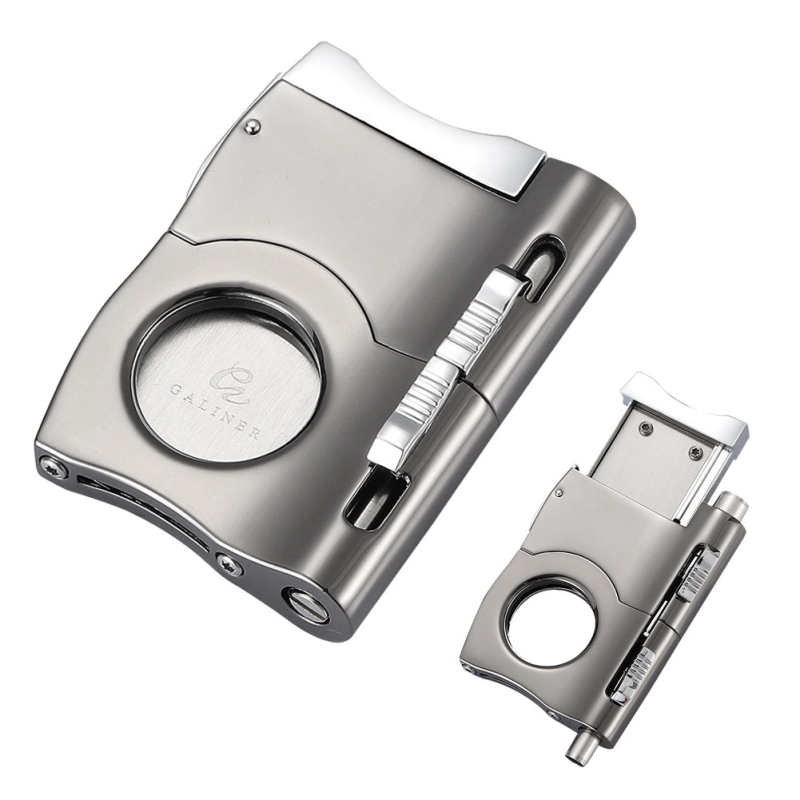 GALINER EC-33: Ανοξείδωτο ατσάλι, διπλής χρήσης ψαλίδι για πούρα με ανοίγμα οπής, φορητό μαχαίρι για πούρα