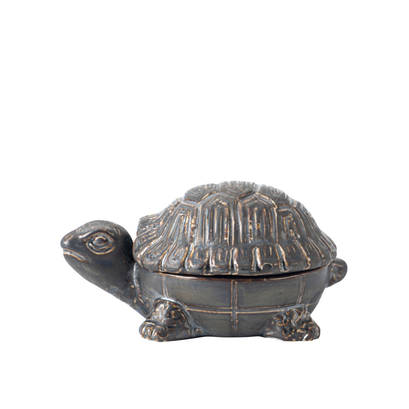 Κεραμικό τασάκι με καπάκι – διακόσμηση με χελώνα μακροζωίας (tea pet) για γραφείο ή σαλόνι, κινεζικό παραδοσιακό στυλ