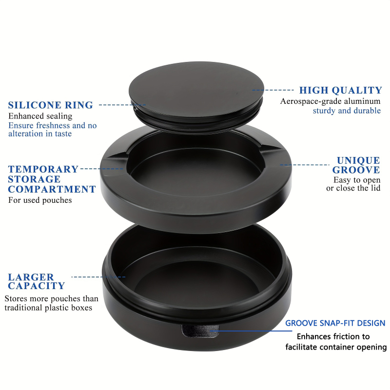 Cutie snuff din aliaj de aluminiu, cu strat simplu și dublu, cataramă, depozitare manuală cu utilizare dublă