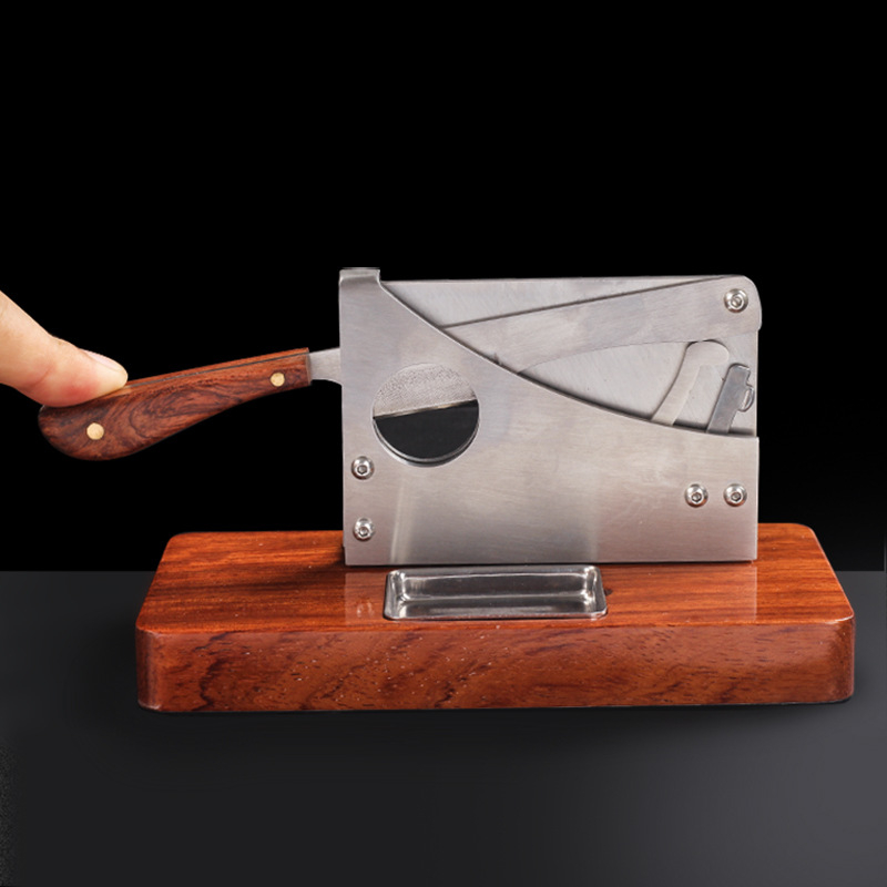 Κοπτήρας πούρων με γκιλιουτίν, επιτραπέζιος, λεπίδα από ανοξείδωτο ατσάλι, βάση από ροδόξυλο, cookbool