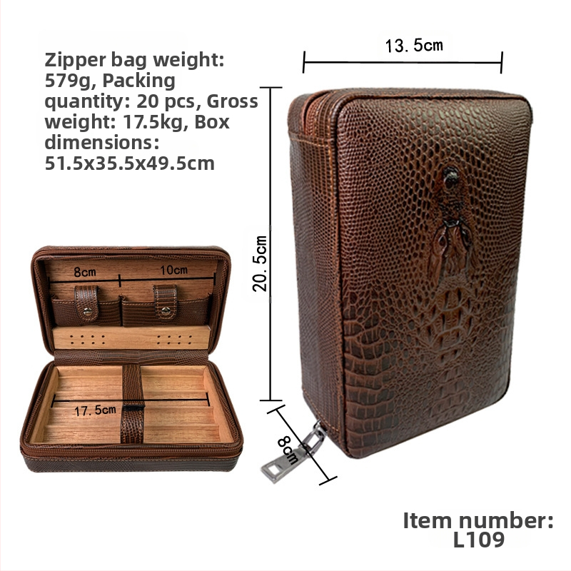 Τσάντα αποθήκευσης πούρων με φερμουάρ και κουτί υγραντήρα (Υλικό: Cortical; Στυλ: Φωτεινό πολυτελές, Απλό; Μάρκα: Xintu Hongfu Boutique; Προσαρμογή: Ναι; Χειροποίητο: Όχι)