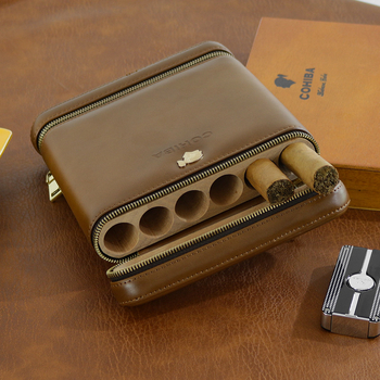 Φορητό κουτί για πούρα με διπλό φερμουάρ, έξι τεμάχια, ξύλινη κατασκευή, προσαρμόσιμο, οδηγίες περιλαμβάνονται