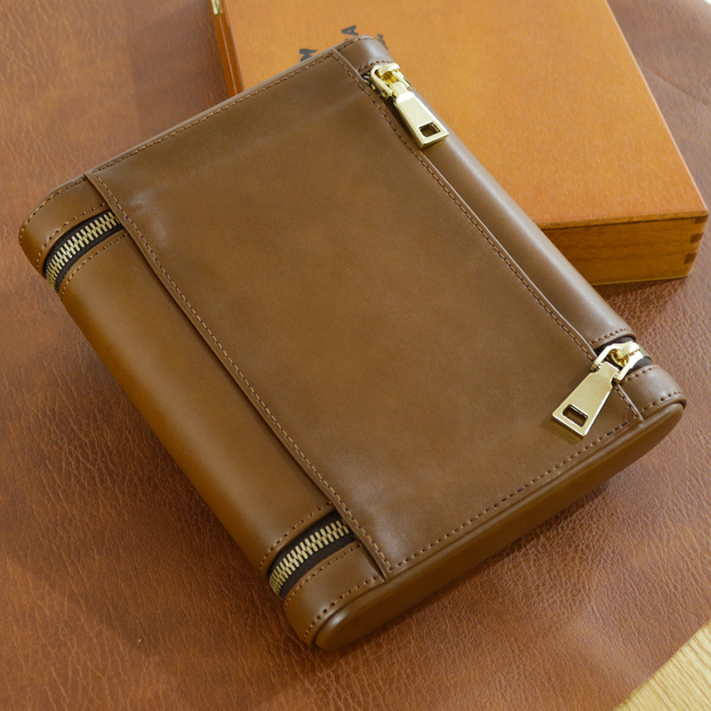 Φορητό κουτί για πούρα με διπλό φερμουάρ, έξι τεμάχια, ξύλινη κατασκευή, προσαρμόσιμο, οδηγίες περιλαμβάνονται