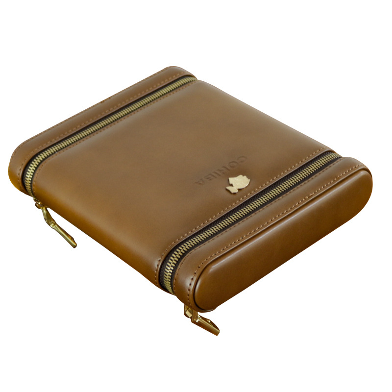 Φορητό κουτί για πούρα με διπλό φερμουάρ, έξι τεμάχια, ξύλινη κατασκευή, προσαρμόσιμο, οδηγίες περιλαμβάνονται