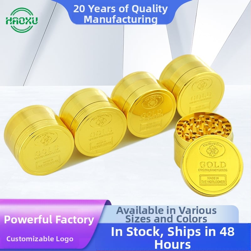 HX μεταλλικός γκριντέρ για καπνό με τέσσερα επίπεδα από κράμα ψευδάργύρου, με προσαρμοσμένο λογότυπο, συσκευασία 144 τεμάχια