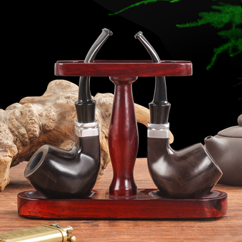 Διπλός ράφι-στήριγμα για πίπες με βάση από μασίβ ξύλο – αποθήκευση και έκθεση, δυνατότητα προσαρμογής, ιδανικό δώρο