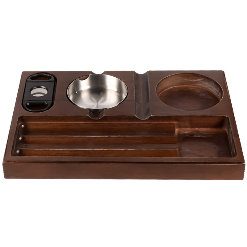 Fából készült, európai stílusú szivartál és hamutartó, tároló funkcióval