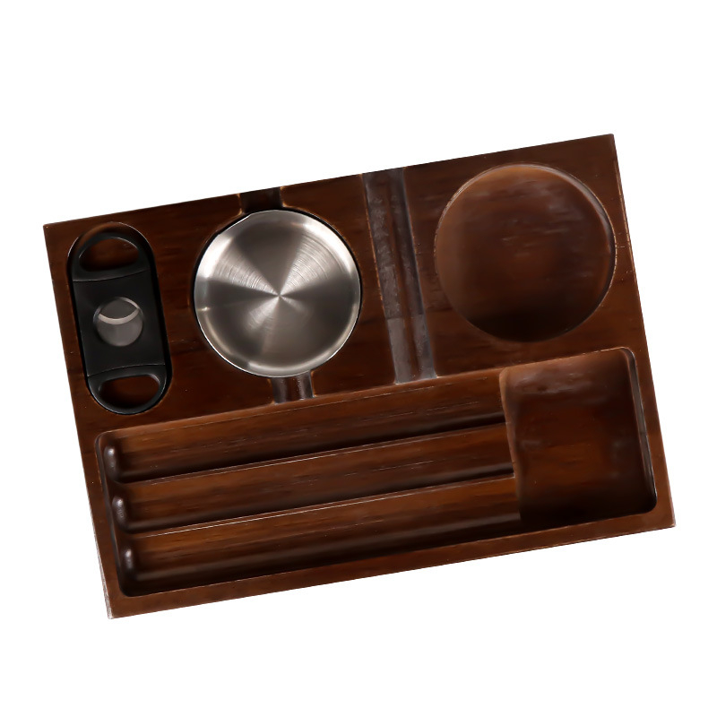 Fából készült, európai stílusú szivartál és hamutartó, tároló funkcióval