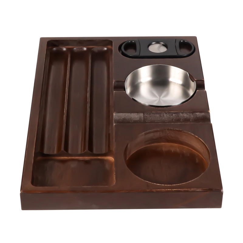 Fából készült, európai stílusú szivartál és hamutartó, tároló funkcióval