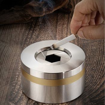 Пепелник от 304 неръждаема стомана с въртящ се дизайн, висококачествен, печат на лого, подходящ за хотели и офиси