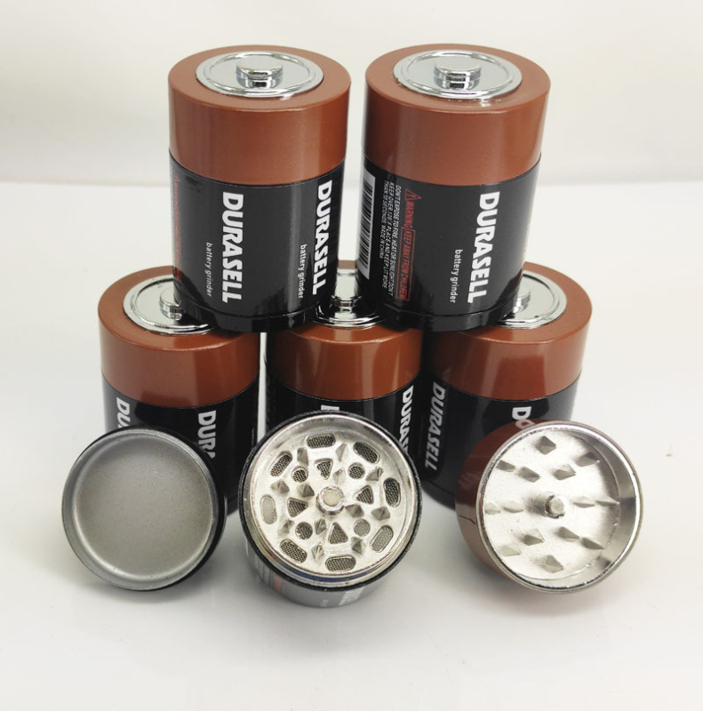 Grinder za duhan u obliku baterije, 3-slojni od legure cinka