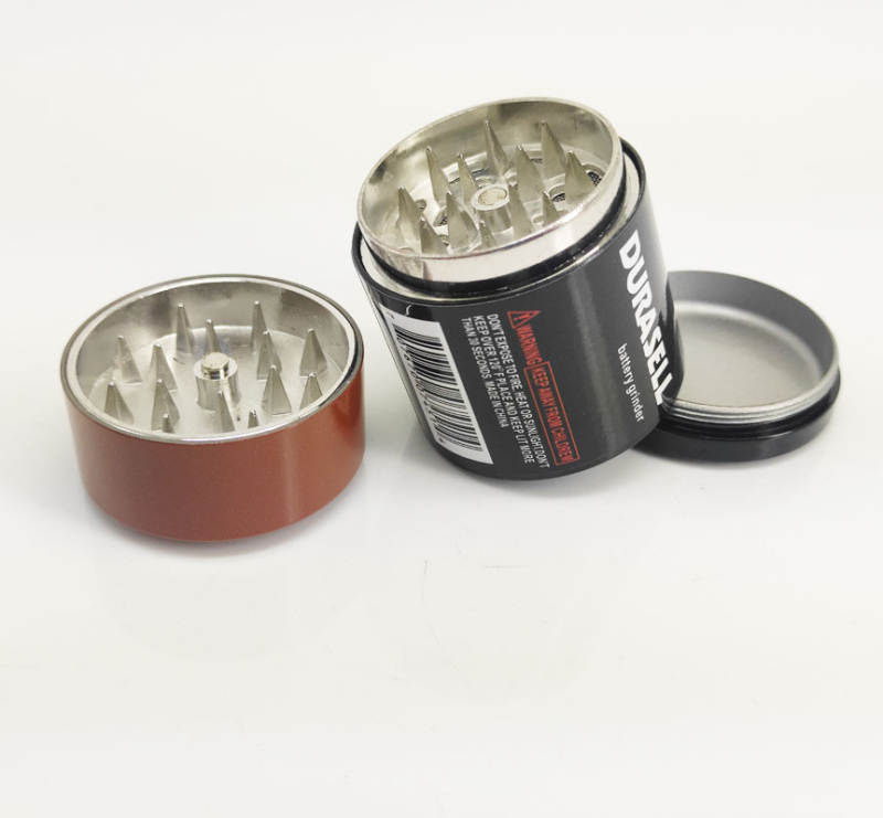 Grinder za duhan u obliku baterije, 3-slojni od legure cinka