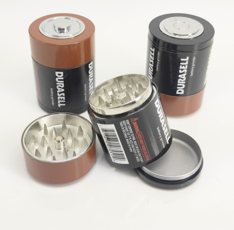 Grinder za duhan u obliku baterije, 3-slojni od legure cinka