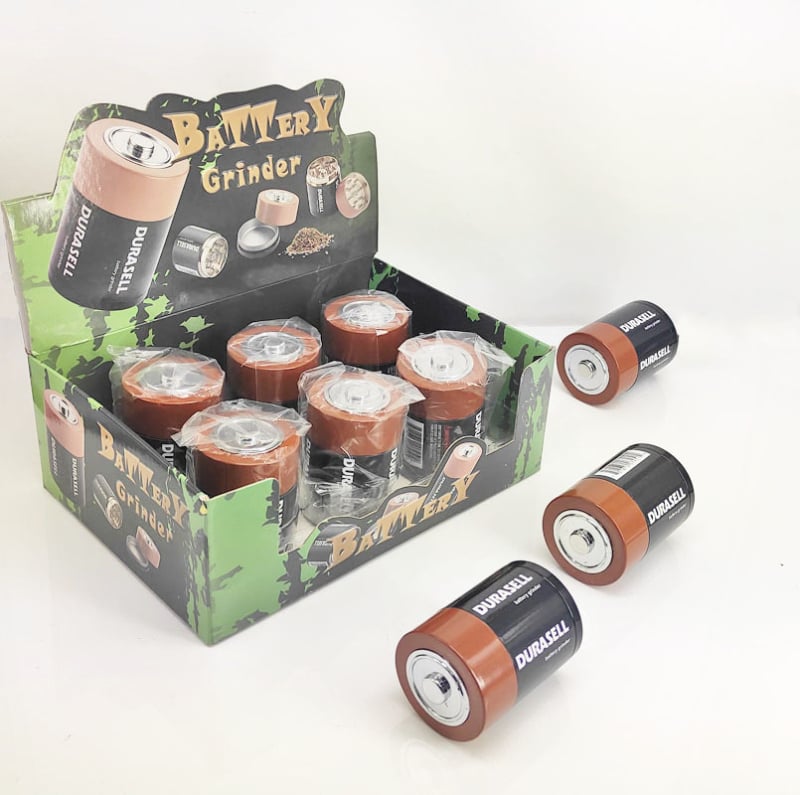 Grinder za duhan u obliku baterije, 3-slojni od legure cinka