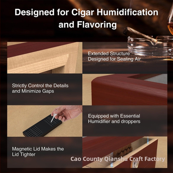 Ξύλινο κουτί για πούρα με συρτάρι, απλός σχεδιασμός, υγραντήρας πούρων, Thousand Trees, δυνατότητα προσαρμογής