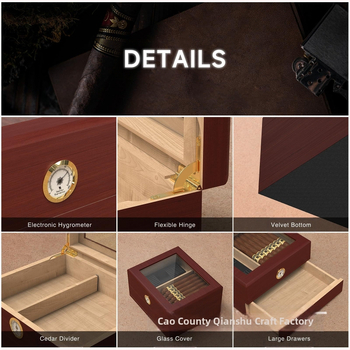 Ξύλινο κουτί για πούρα με συρτάρι, απλός σχεδιασμός, υγραντήρας πούρων, Thousand Trees, δυνατότητα προσαρμογής